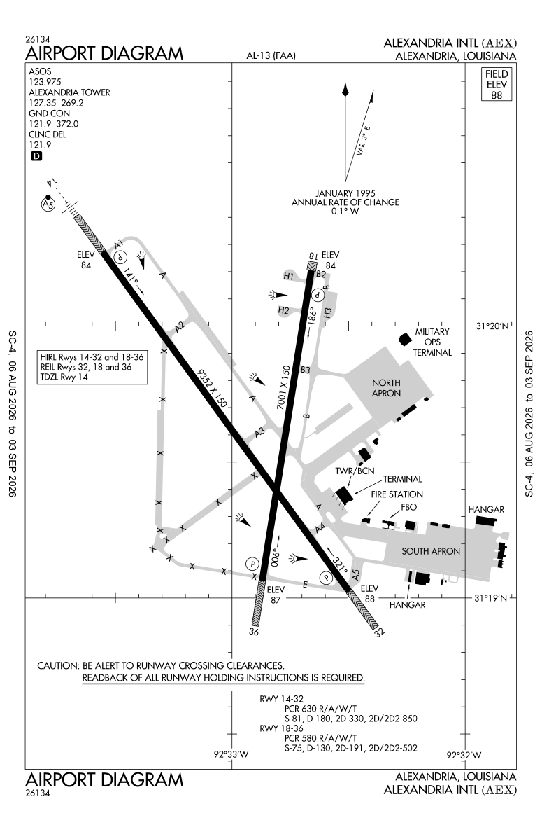 KAEX airport diagram