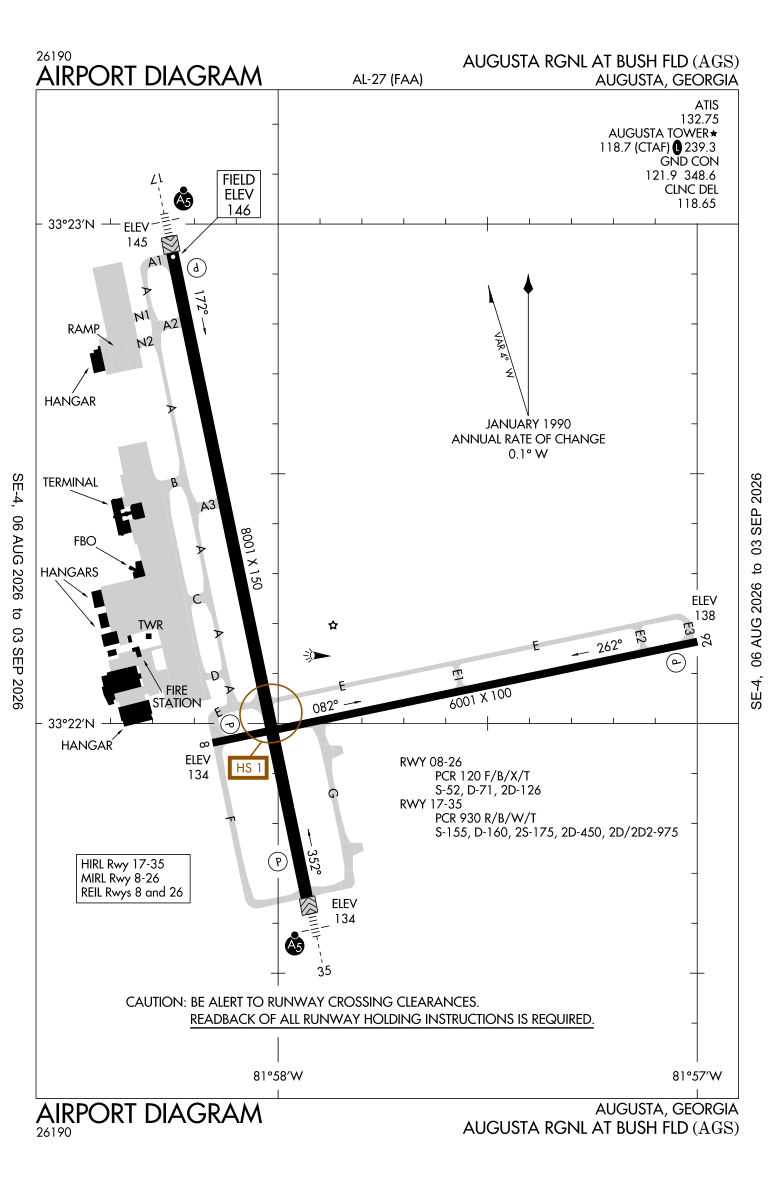 KAGS airport diagram