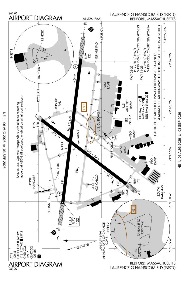 KBED airport diagram