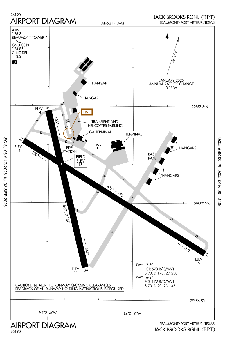 KBPT airport diagram