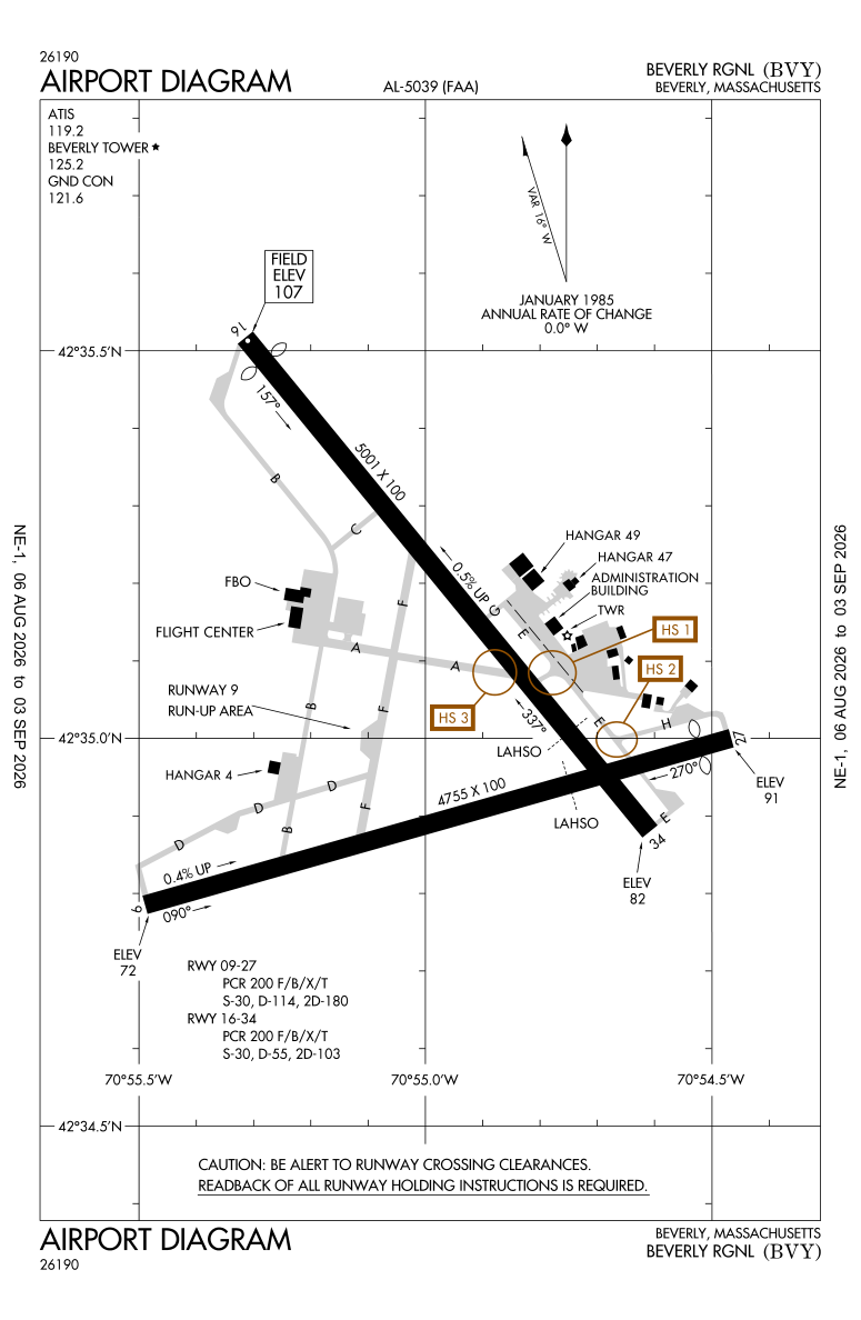 KBVY airport diagram