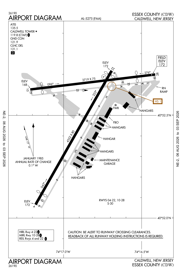 KCDW airport diagram