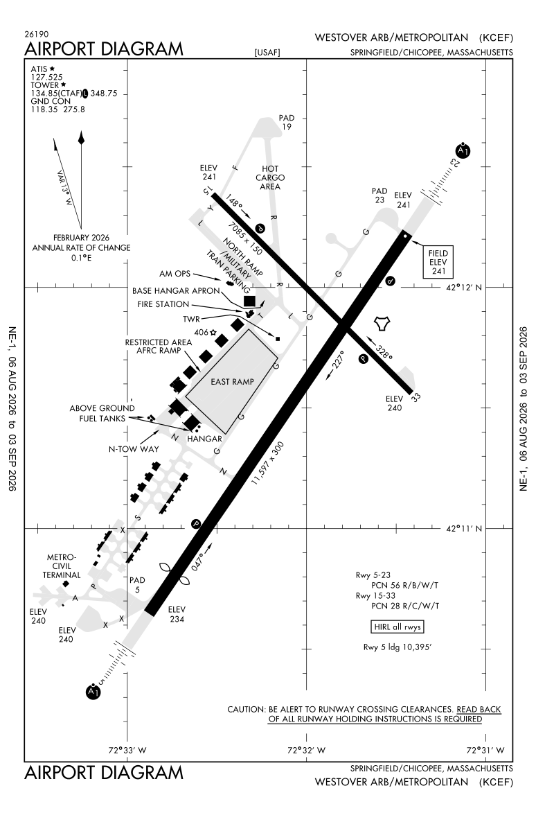 KCEF airport diagram