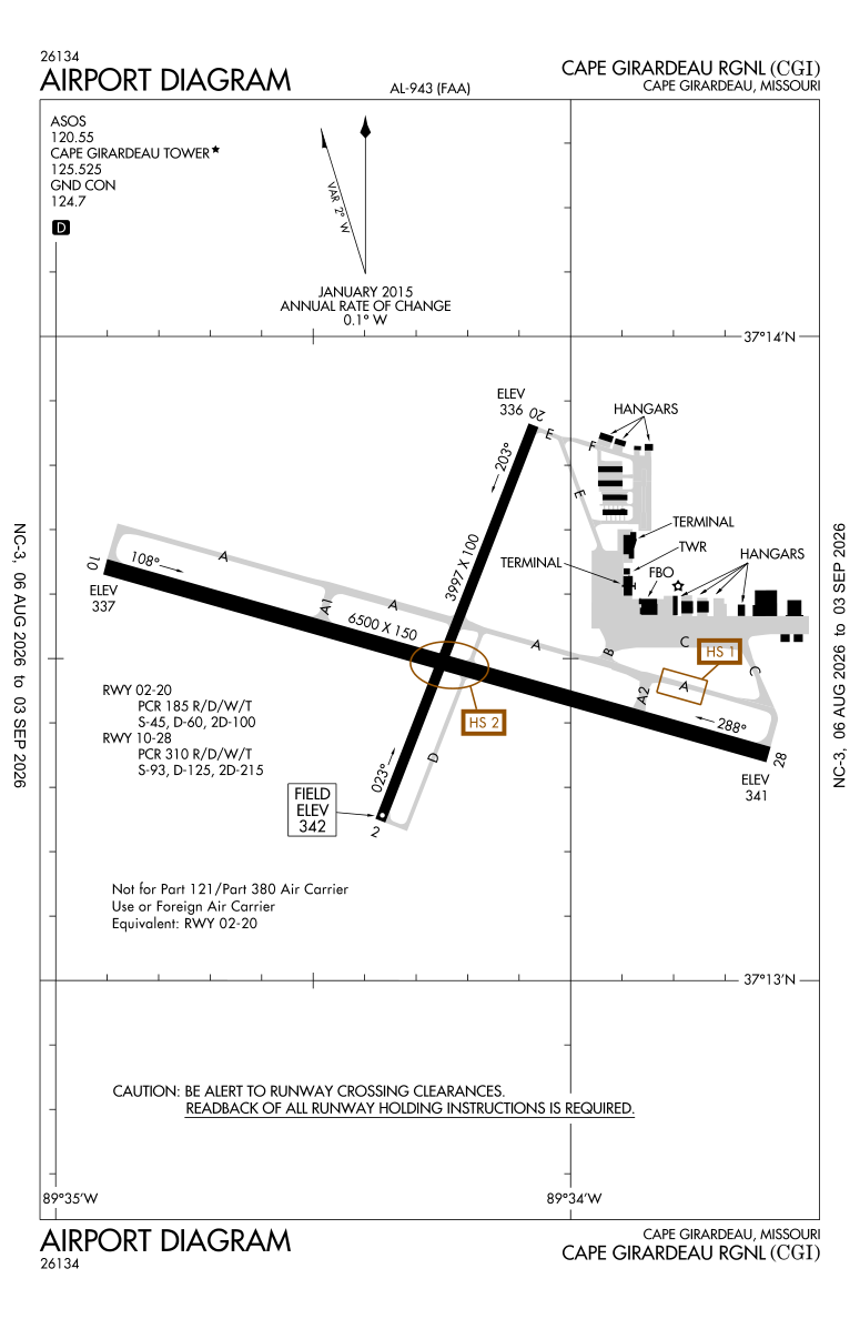 KCGI airport diagram