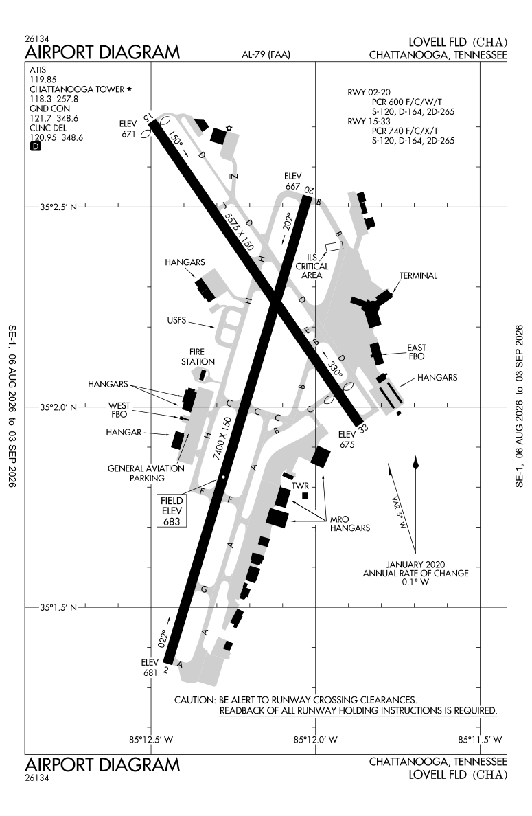 KCHA airport diagram