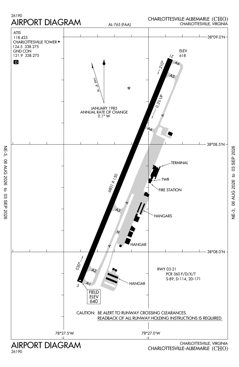 KCHO airport diagram