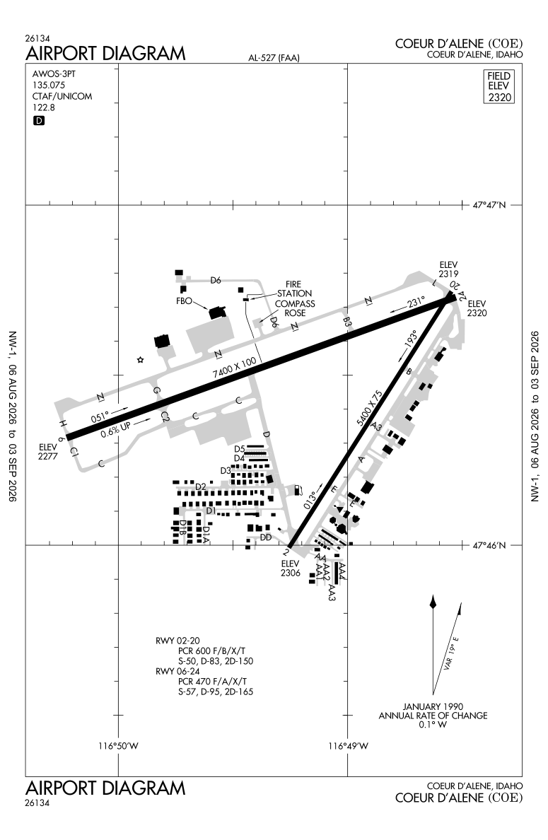 KCOE airport diagram