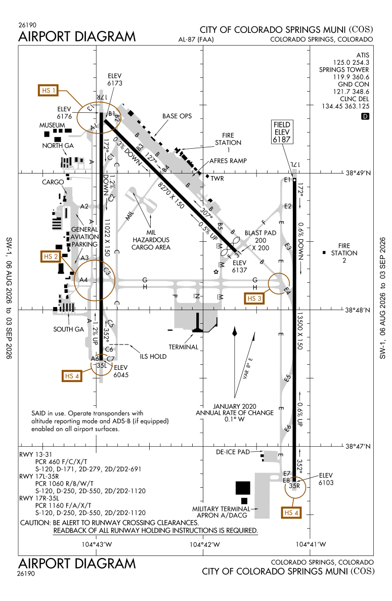 KCOS airport diagram