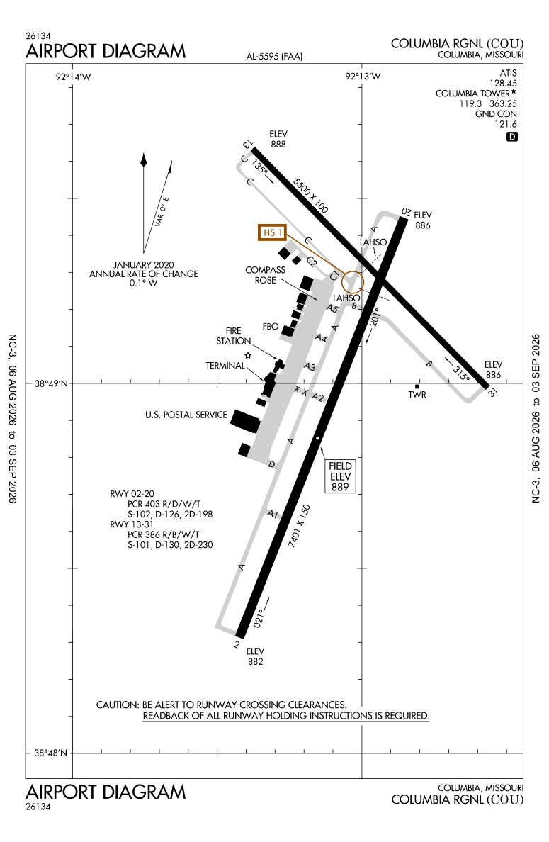 KCOU airport diagram