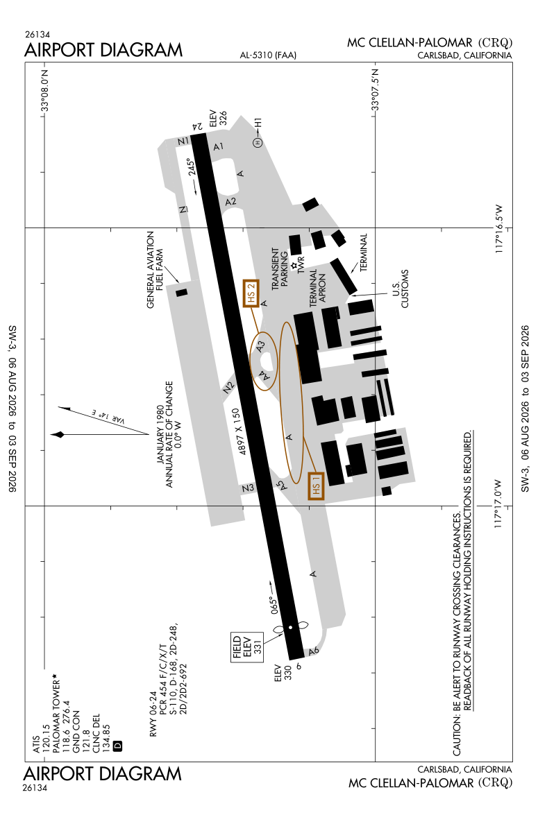 KCRQ airport diagram