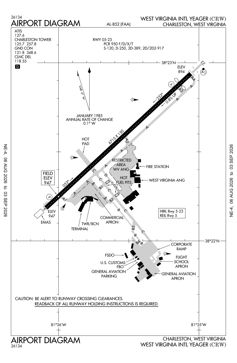 KCRW airport diagram