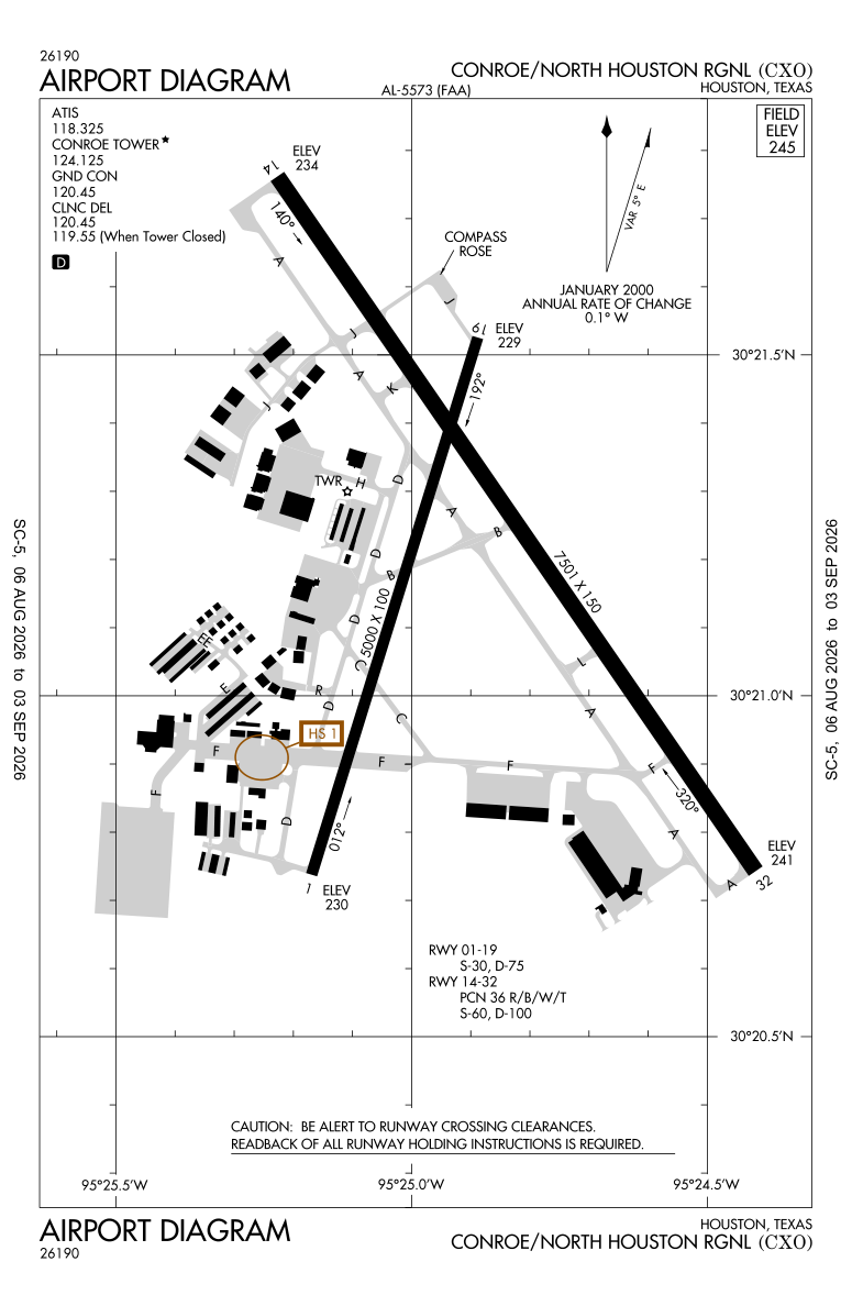 KCXO airport diagram
