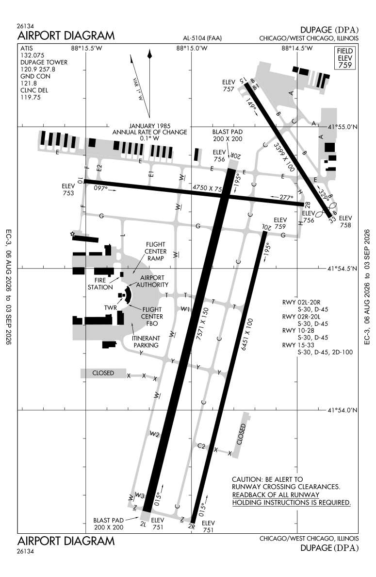 KDPA airport diagram
