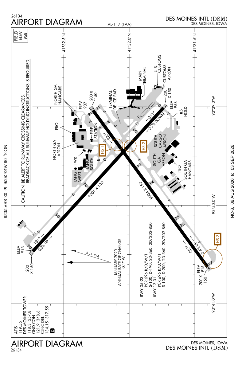 KDSM airport diagram