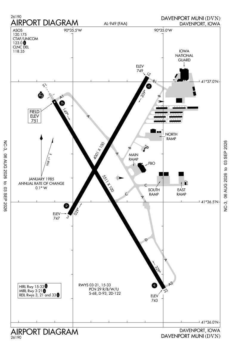 KDVN airport diagram