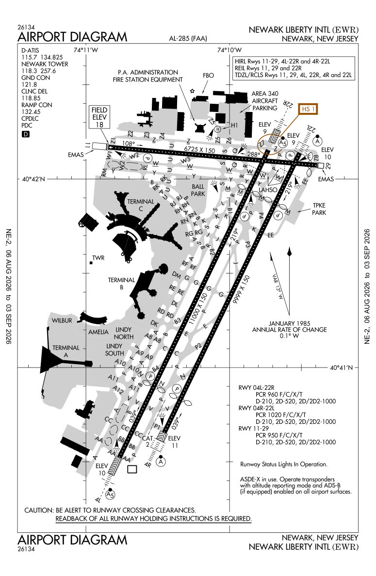 KEWR airport diagram