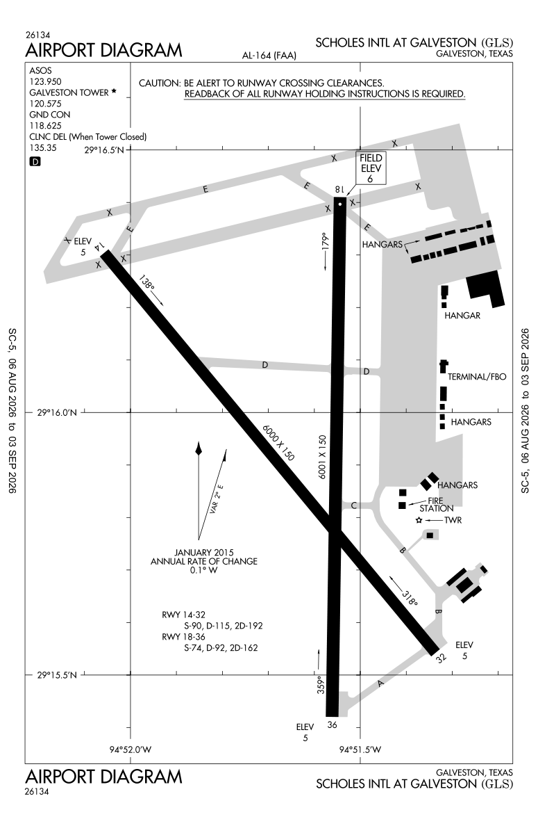 KGLS airport diagram