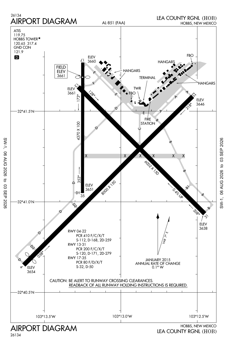 KHOB airport diagram