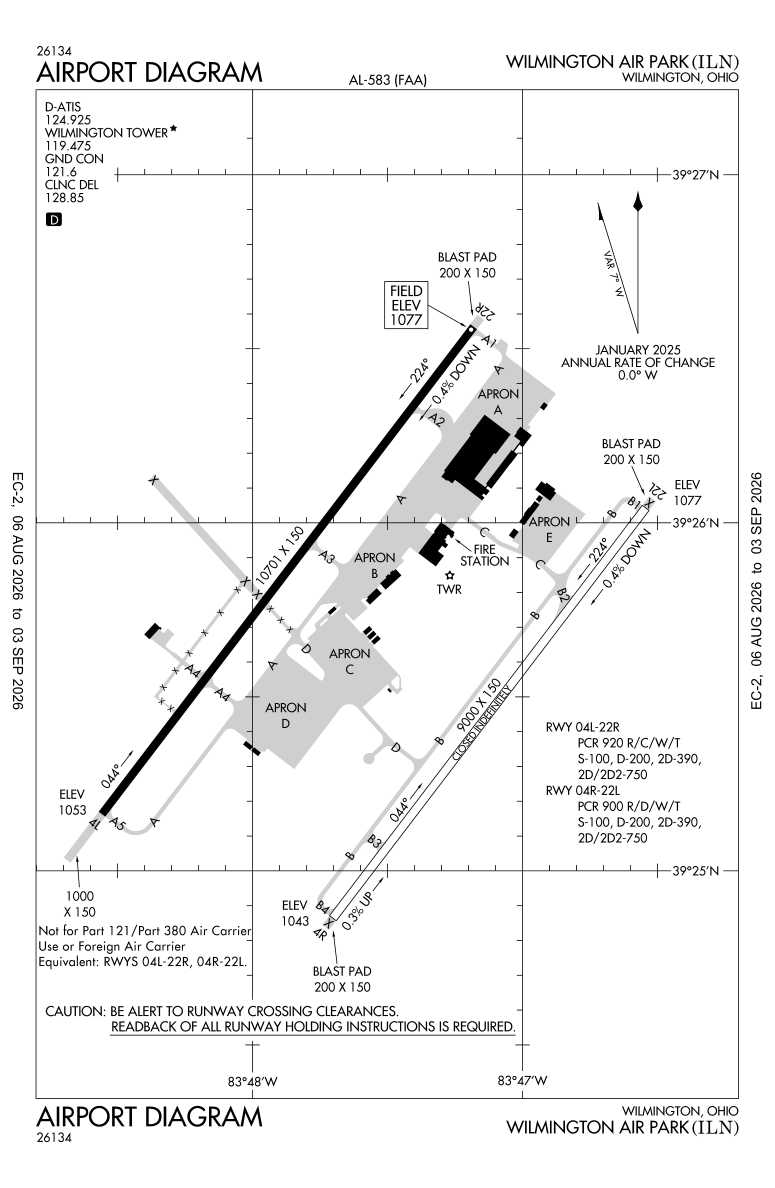 KILN airport diagram