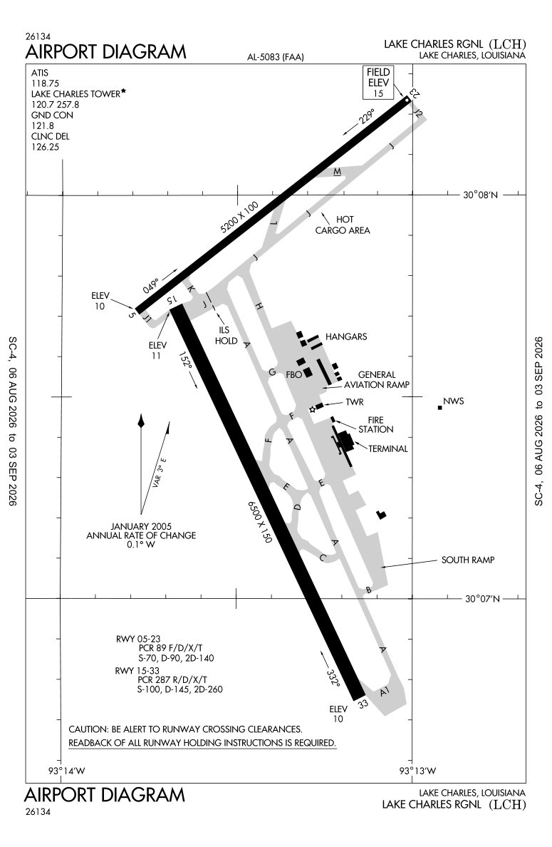 KLCH airport diagram