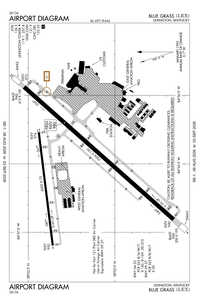 KLEX airport diagram