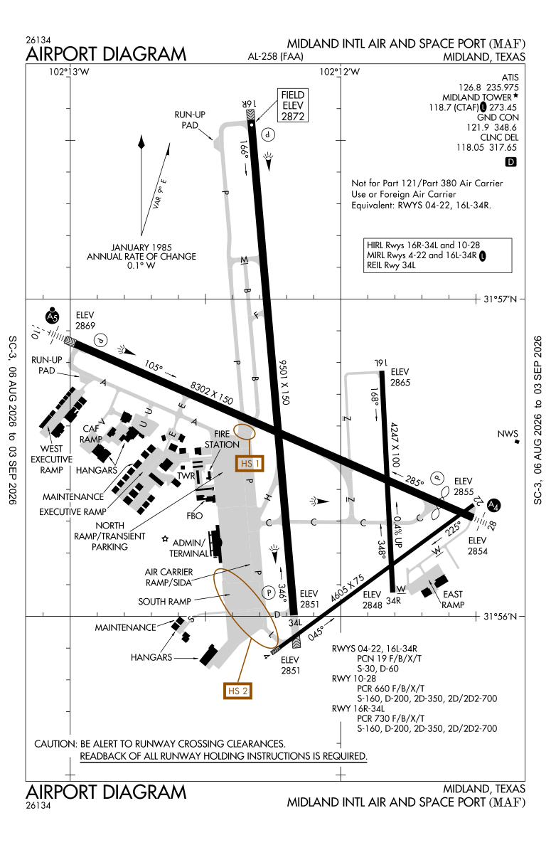 KMAF airport diagram