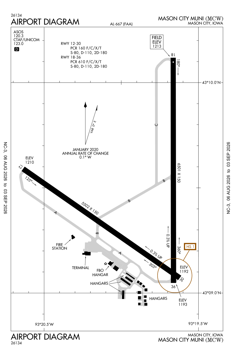 KMCW airport diagram