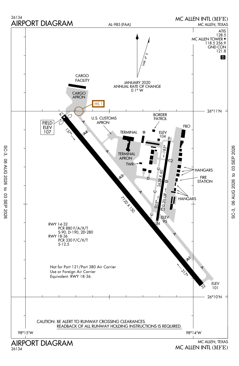 KMFE airport diagram
