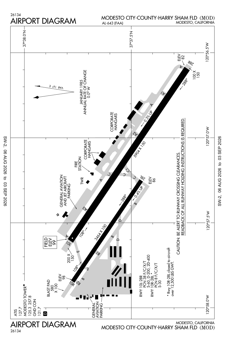 KMOD airport diagram