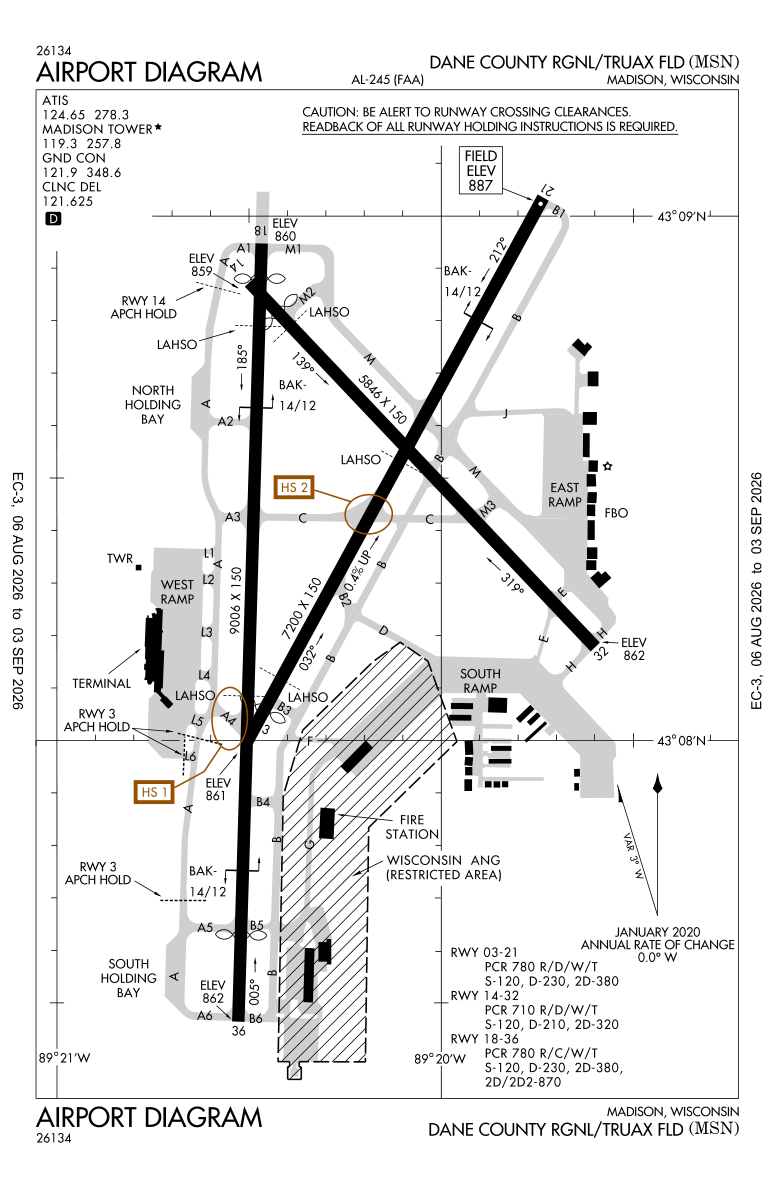 KMSN airport diagram
