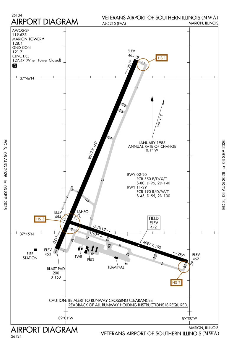 KMWA airport diagram