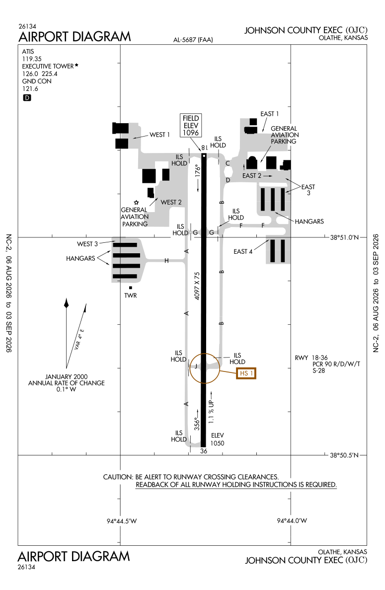 KOJC airport diagram