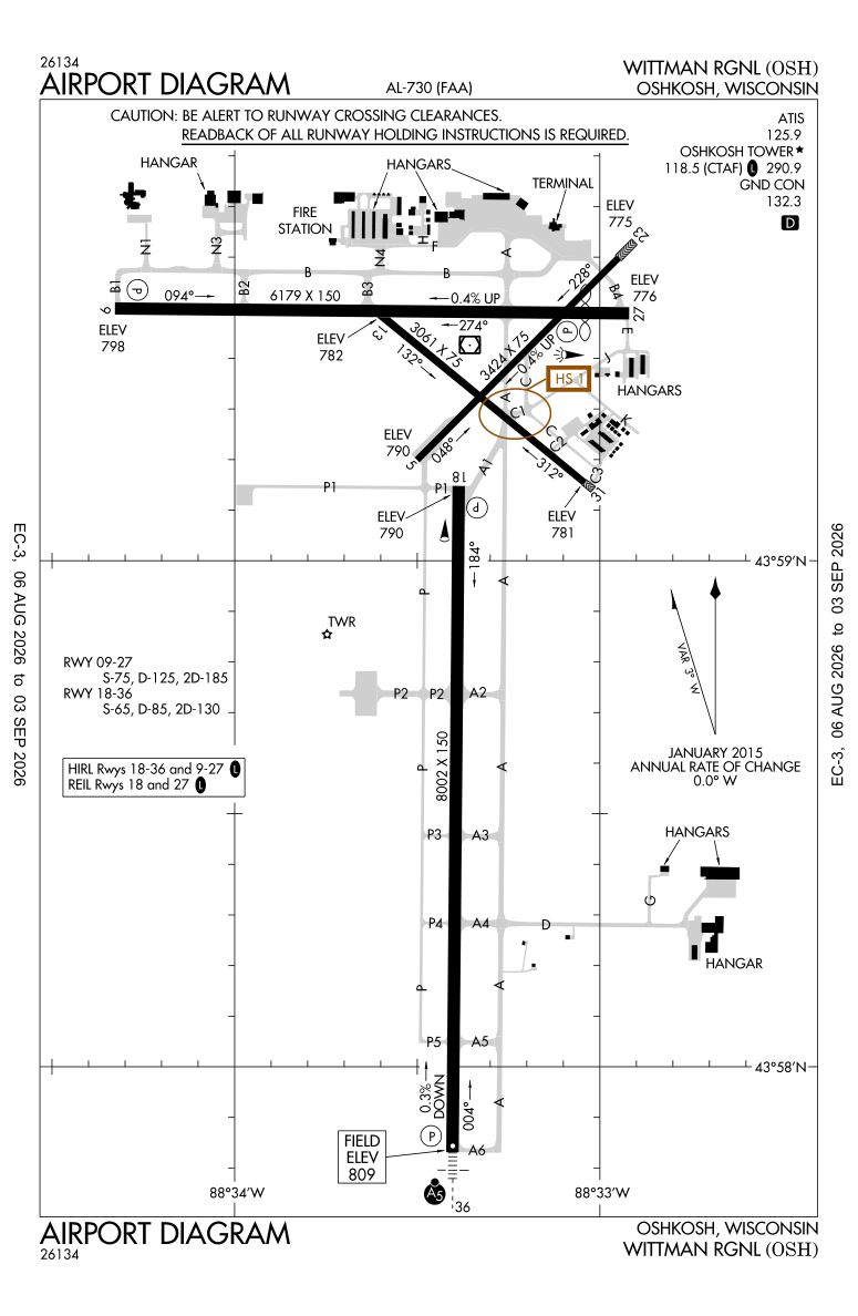 KOSH airport diagram