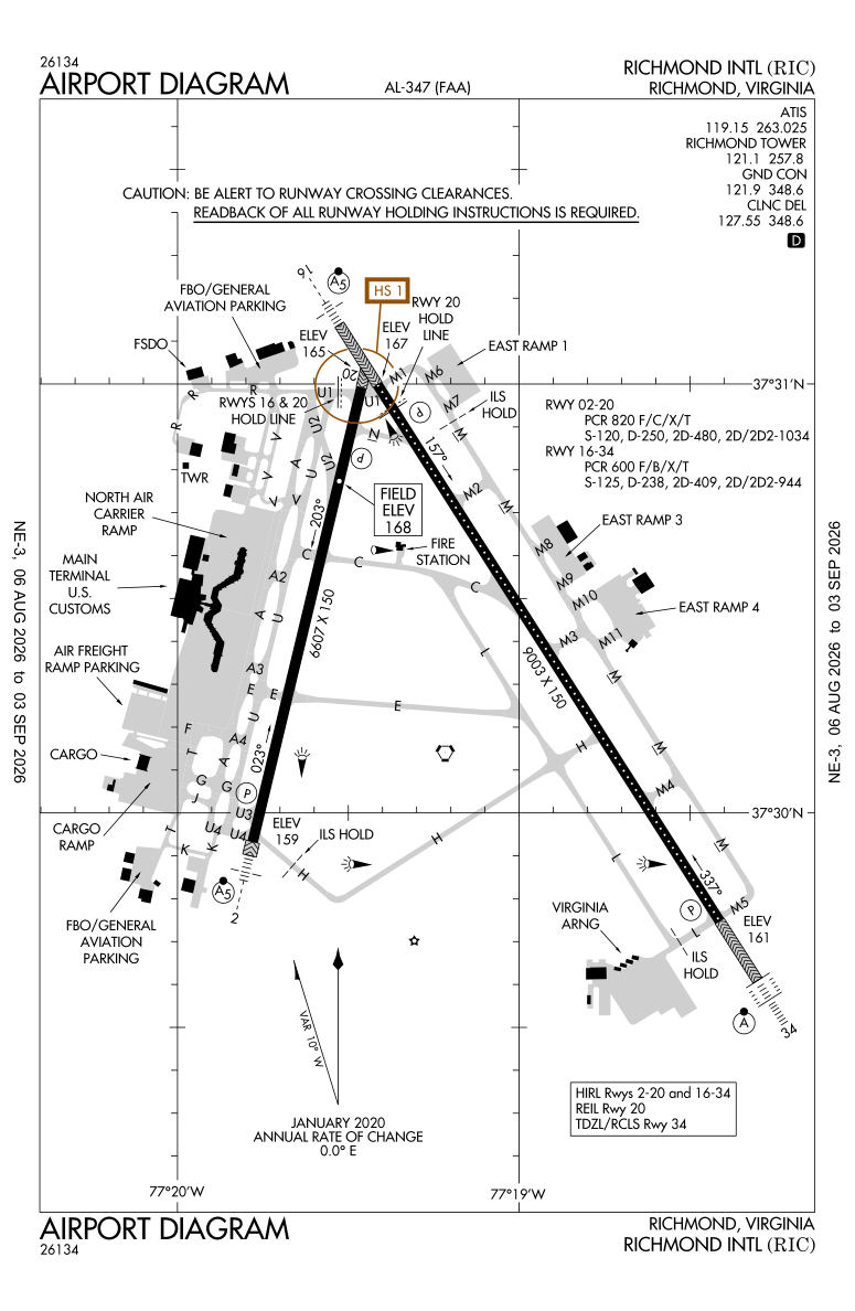 KRIC airport diagram