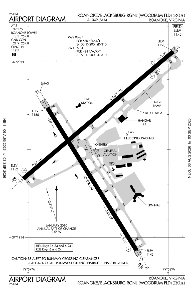 KROA airport diagram