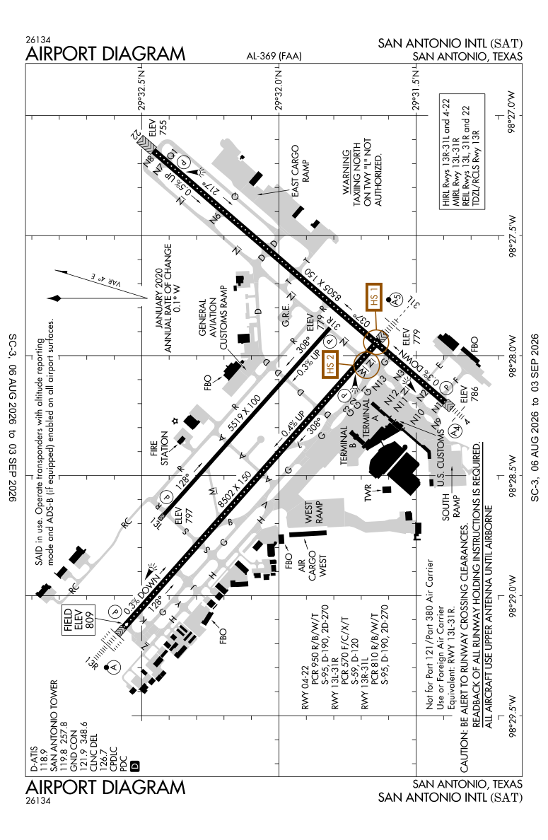 KSAT airport diagram