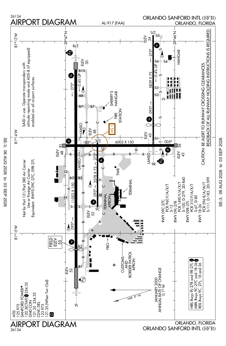 KSFB airport diagram