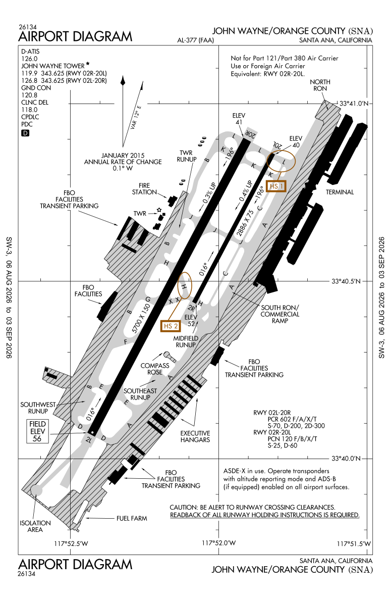 KSNA airport diagram