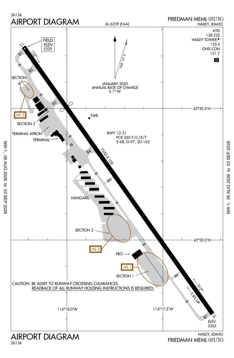 KSUN airport diagram