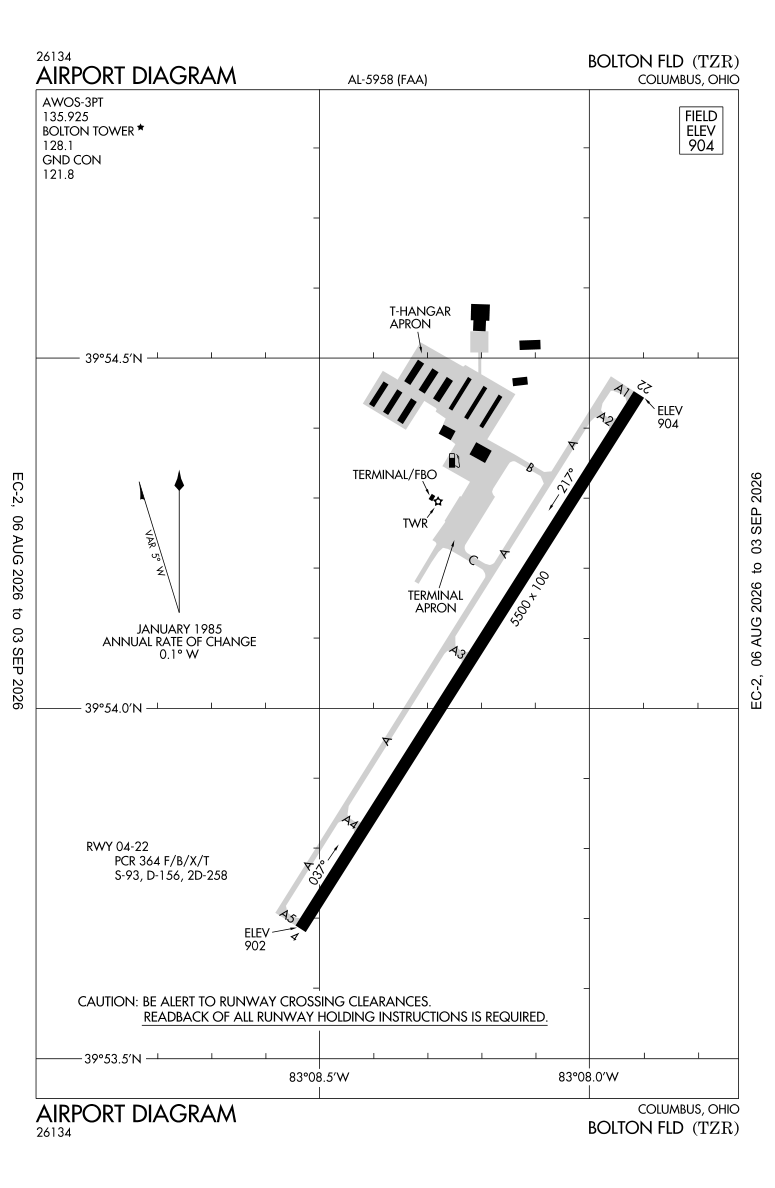 KTZR airport diagram